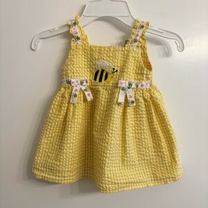 Youngland Baby Girls 12 Month Yellow Seersucker Bumble Bee Summer Dress Cute Bow